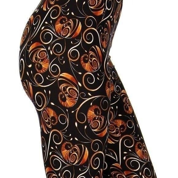 Reg One Size NEW MIX soft brush swirly print leggings - Picture 5 of 9
